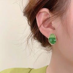Spring Green Gradient Rhinestone Earrings