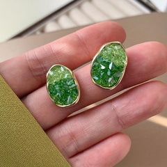 Spring Green Gradient Rhinestone Earrings
