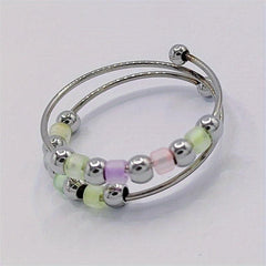 Stress Relieving Rotating Anxiety Relief Ring Stainless Steel Beads Fidget Ring