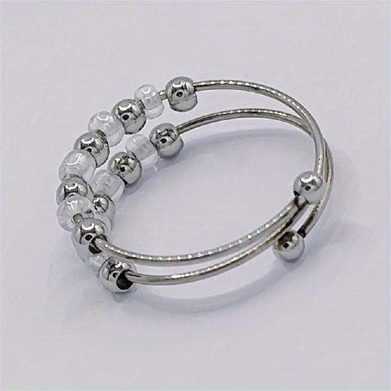 Stress Relieving Rotating Anxiety Relief Ring Stainless Steel Beads Fidget Ring