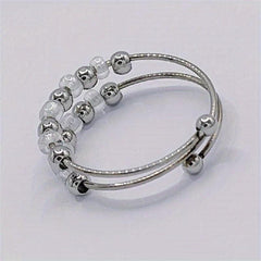 Stress Relieving Rotating Anxiety Relief Ring Stainless Steel Beads Fidget Ring