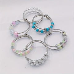 Stress Relieving Rotating Anxiety Relief Ring Stainless Steel Beads Fidget Ring