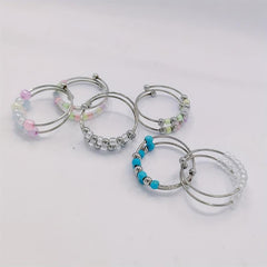 Stress Relieving Rotating Anxiety Relief Ring Stainless Steel Beads Fidget Ring