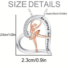 Rose Gold Ballerina Dancer Necklace Engraved Be Yourself