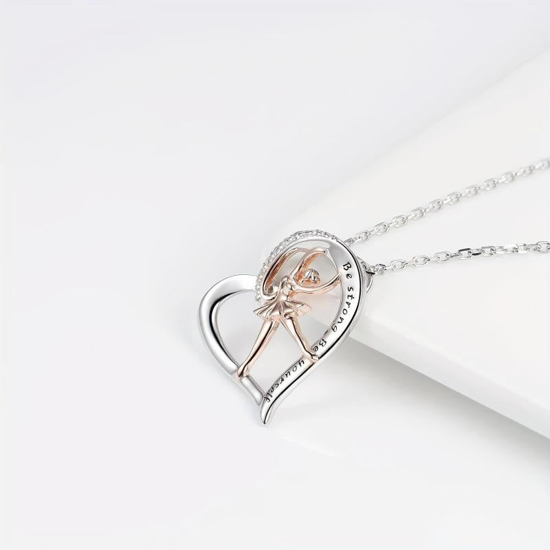 Rose Gold Ballerina Dancer Necklace Engraved Be Yourself