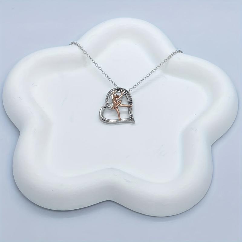 Rose Gold Ballerina Dancer Necklace Engraved Be Yourself
