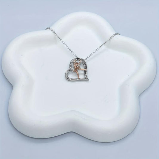 Rose Gold Ballerina Dancer Necklace Engraved Be Yourself