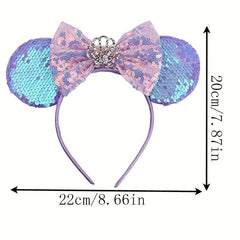Mouse Ears Headbands Bows Glitter Party Princess Decoration For Girls Women