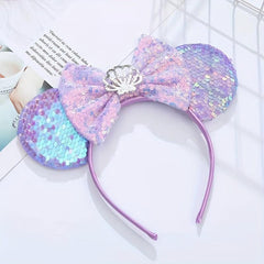 Mouse Ears Headbands Bows Glitter Party Princess Decoration For Girls Women