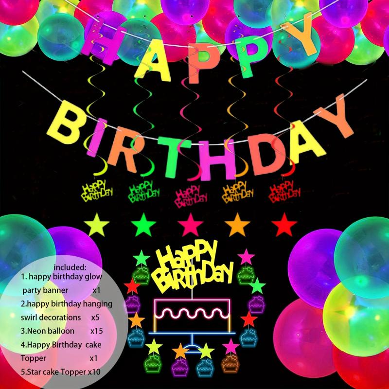Neon Glow Party Balloon Garland Kit