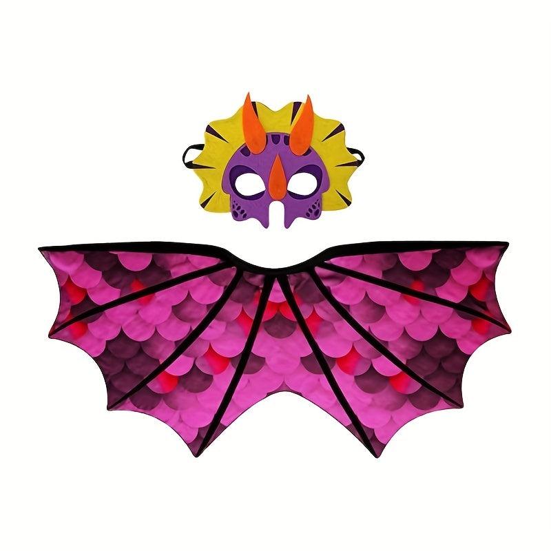 Dinosaur Dragon Wings Costume Mask For Toddler Kids Dino Dress Up