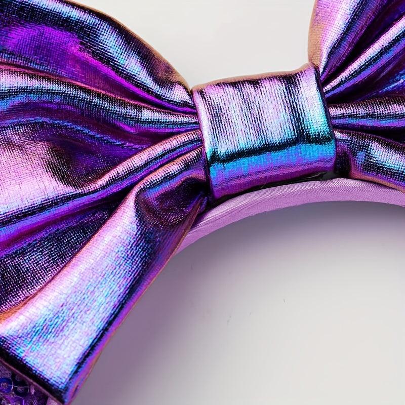 Purple Mouse Ears Headband Bows Glitter Party Princess Cosplay Costume