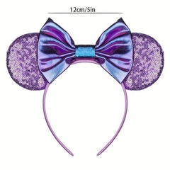 Purple Mouse Ears Headband Bows Glitter Party Princess Cosplay Costume