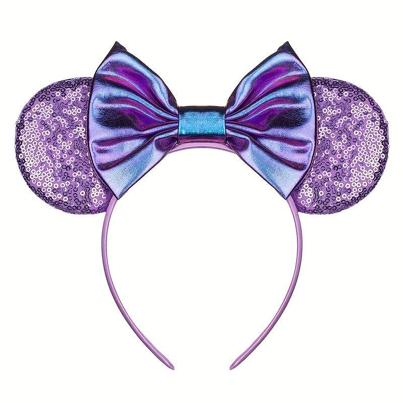Purple Mouse Ears Headband Bows Glitter Party Princess Cosplay Costume