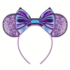 Purple Mouse Ears Headband Bows Glitter Party Princess Cosplay Costume