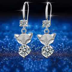 925 Silver Fox Pendant Earrings - Ideal Women's Jewelry Gift