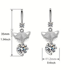 925 Silver Fox Pendant Earrings - Ideal Women's Jewelry Gift