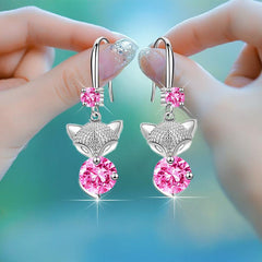 925 Silver Fox Pendant Earrings - Ideal Women's Jewelry Gift