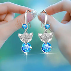 925 Silver Fox Pendant Earrings - Ideal Women's Jewelry Gift