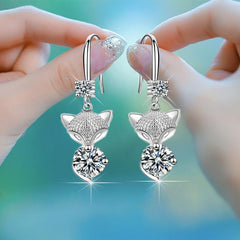 925 Silver Fox Pendant Earrings - Ideal Women's Jewelry Gift