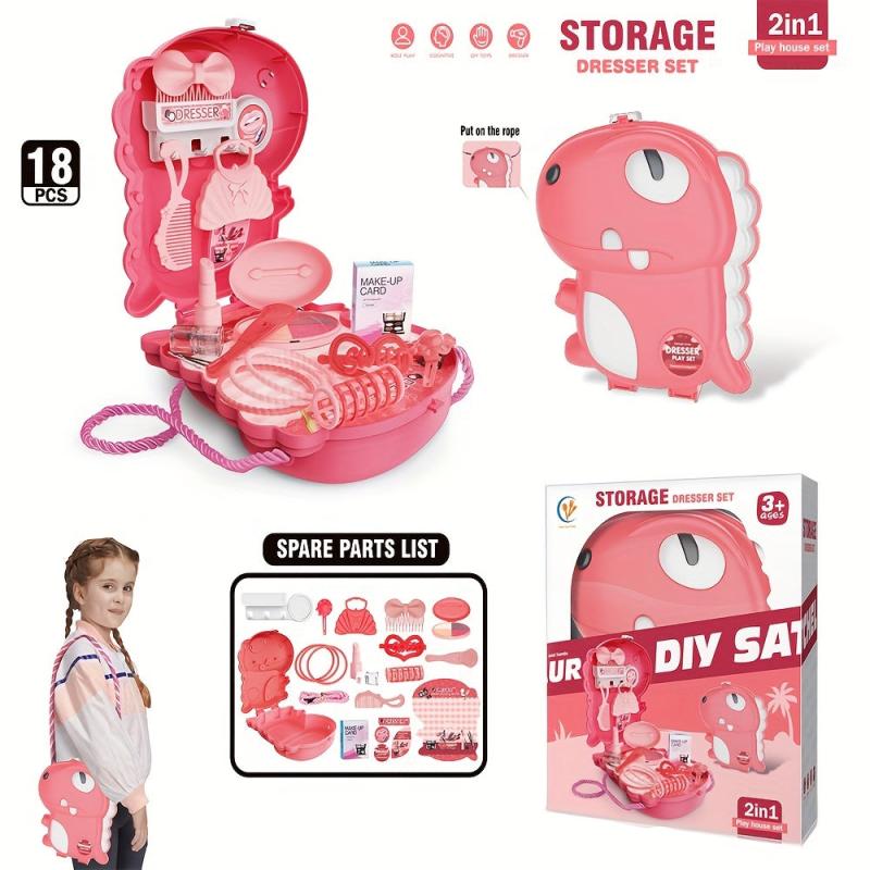 Dinosaur Backpack Toy Family Set Kitchen Tools Fast Food Desserts Crossbody