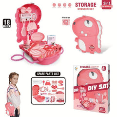 Dinosaur Backpack Toy Family Set Kitchen Tools Fast Food Desserts Crossbody