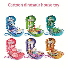 Dinosaur Backpack Toy Family Set Kitchen Tools Fast Food Desserts Crossbody
