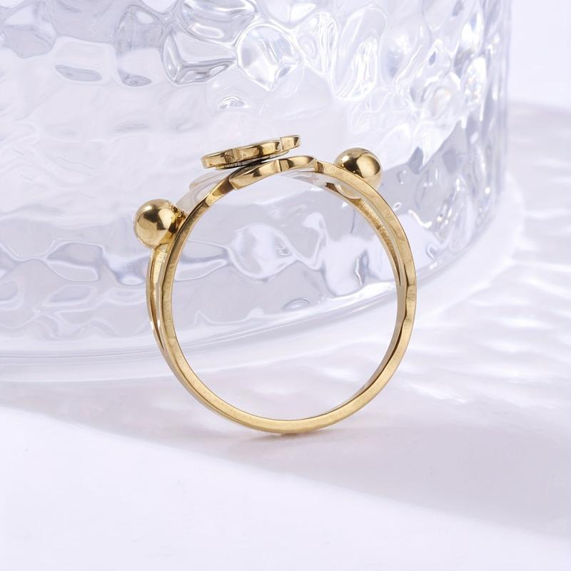Four Leaf Clover Cross Ball Stainless Steel Ring For Men And Women