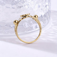 Four Leaf Clover Cross Ball Stainless Steel Ring For Men And Women