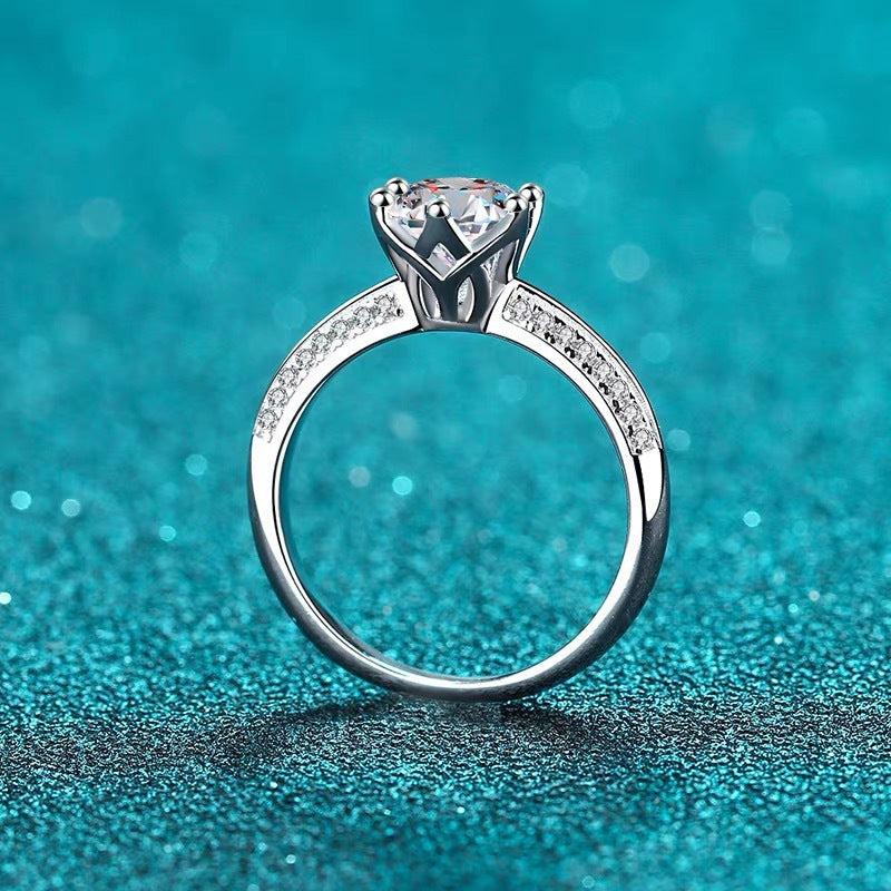 Copper Inlaid 8M Moissanite Open Ring Platinum Plated