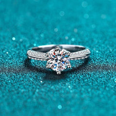 Copper Inlaid 8M Moissanite Open Ring Platinum Plated