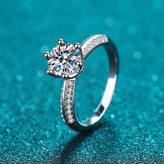 Copper Inlaid 8M Moissanite Open Ring Platinum Plated