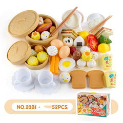 Kids Pretend Play Food Set with Steamer Bag Pizza Fritters