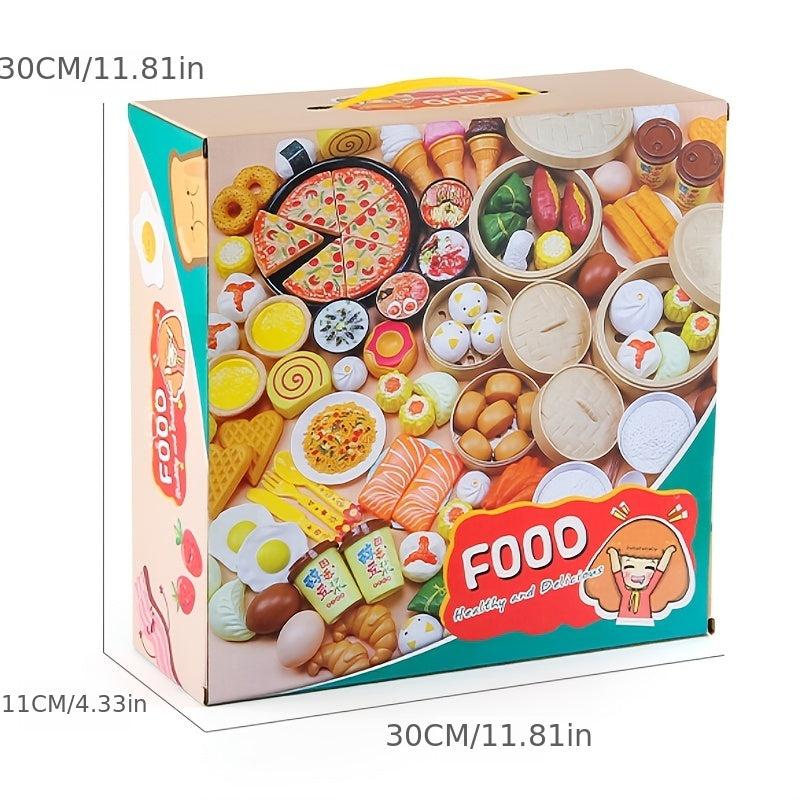 Kids Pretend Play Food Set with Steamer Bag Pizza Fritters