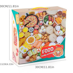 Kids Pretend Play Food Set with Steamer Bag Pizza Fritters