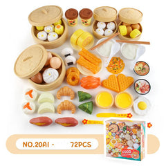 Kids Pretend Play Food Set with Steamer Bag Pizza Fritters