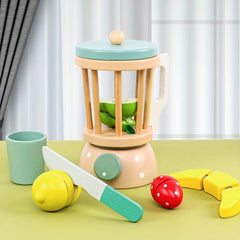 Kids Toy Kitchen Set w/ Toaster, Juicer, Blender, Wooden Food Accessories