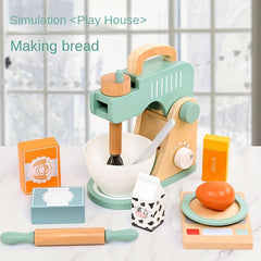 Kids Toy Kitchen Set w/ Toaster, Juicer, Blender, Wooden Food Accessories
