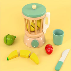 Kids Toy Kitchen Set w/ Toaster, Juicer, Blender, Wooden Food Accessories
