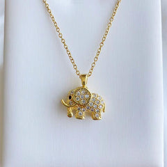 Rhinestone Elephant Pendant Necklace for Girls