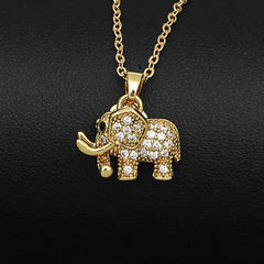 Rhinestone Elephant Pendant Necklace for Girls