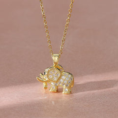 Rhinestone Elephant Pendant Necklace for Girls