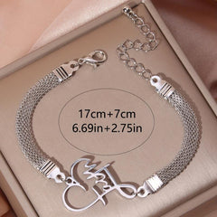 Stainless Steel Cross Heart Chain Anklet Silvery Plated Female Ankle Bracelet