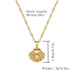 Micro Embedded Crystal Pearl Necklace Stainless Steel Chain Jewelry