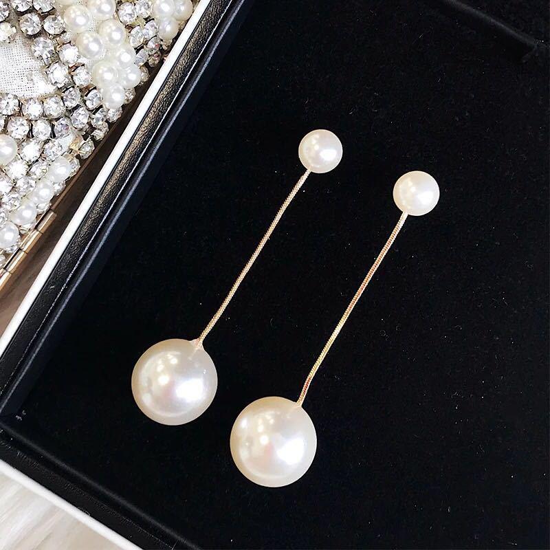 Temperament Pearl Long Earrings Female