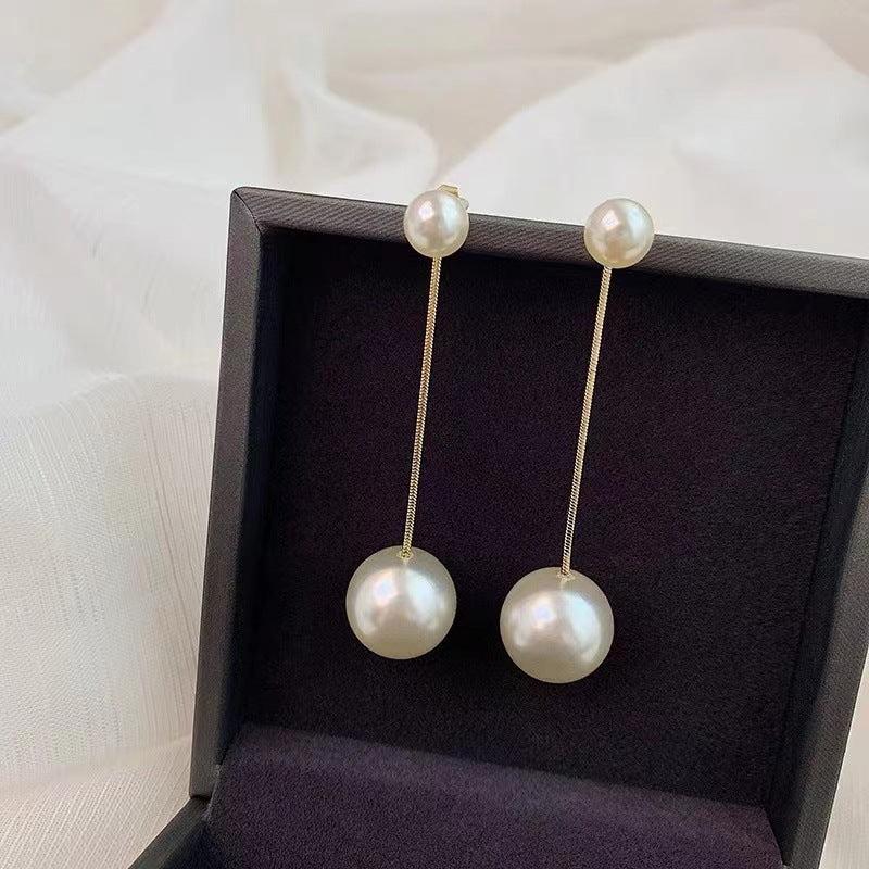 Temperament Pearl Long Earrings Female