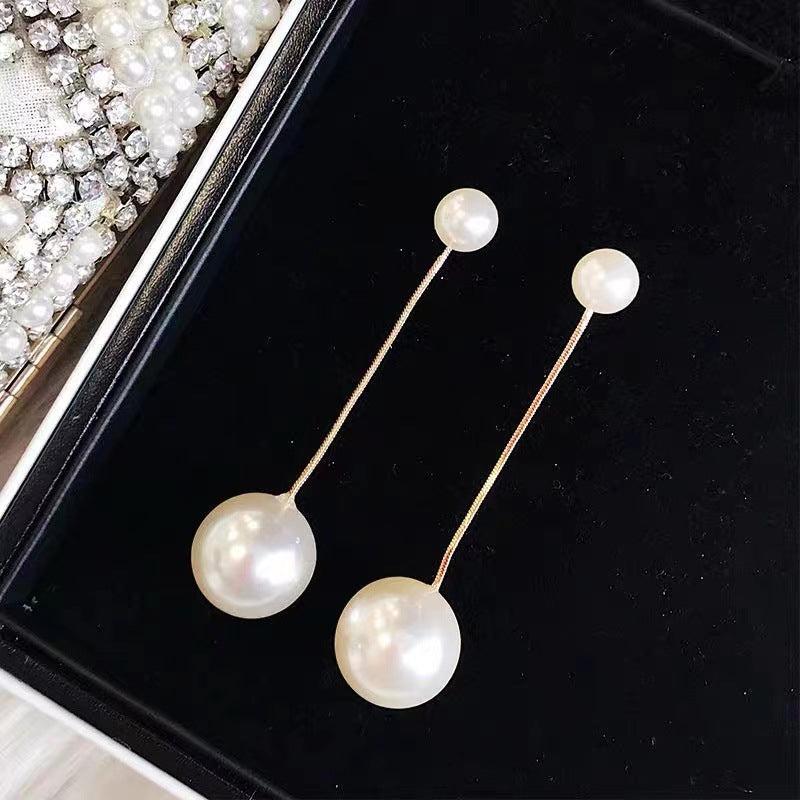 Temperament Pearl Long Earrings Female