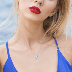 Crystal Polar Bear Heart Pendant Necklace for Women