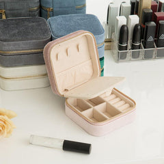 Mirror Jewelry Organizer Box Travel Case Leather Storage