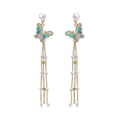 Fairy Butterfly Pearl Tassel Earrings Gift